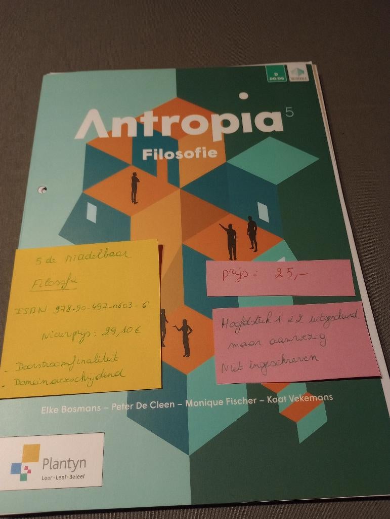 ANTROPIA filosofie 5de middelbaar NIEUW, Boeken, Schoolboeken, Overige vakken, ASO, Plantyn, Ophalen of Verzenden