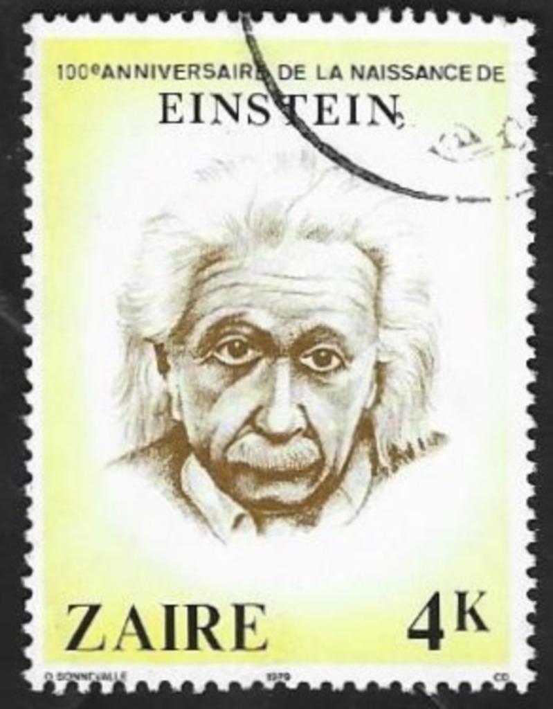 1 Postzegel Albert Einstein - Zaïre, Postzegels en Munten, Ophalen of Verzenden, Overige landen, Gestempeld