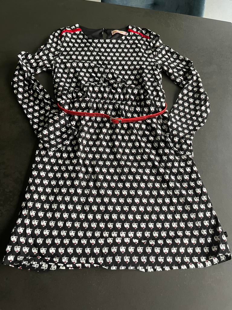 Someone zwart met wit kleedje met rode riem. Maat 152., Robe ou Jupe, Enlèvement ou Envoi, Comme neuf, Someone
