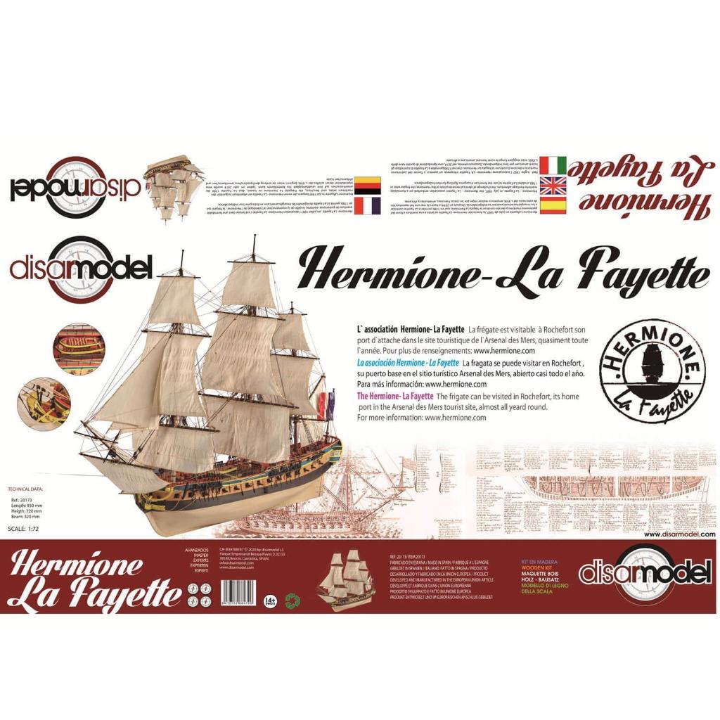 Frégate modèle Disar Hermione Lafayette 1779 1:72, Enlèvement ou Envoi, Comme neuf, 1:50 à 1:200, Autres marques