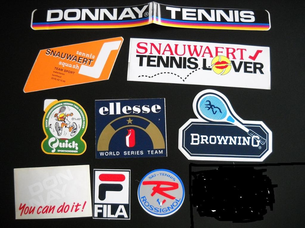 9 stickers thema Tennis squash merken - jaren '80, Ophalen of Verzenden, Nieuw, Sport