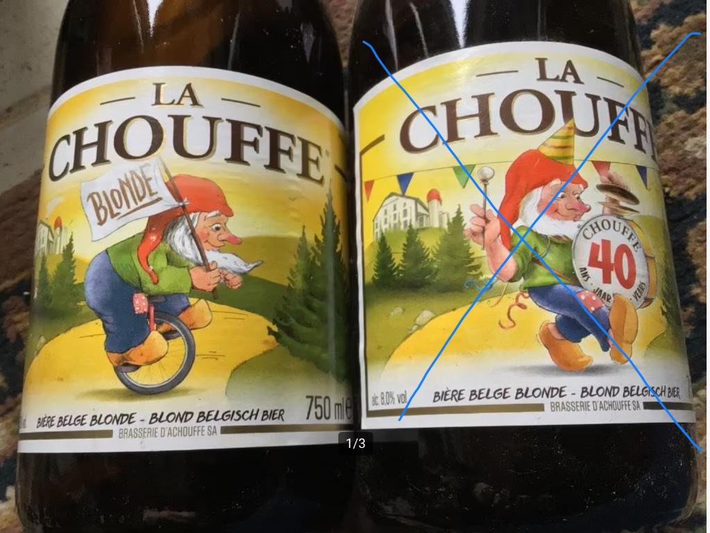 1 lege bierfles La Chouffe biermerken, Ophalen of Verzenden