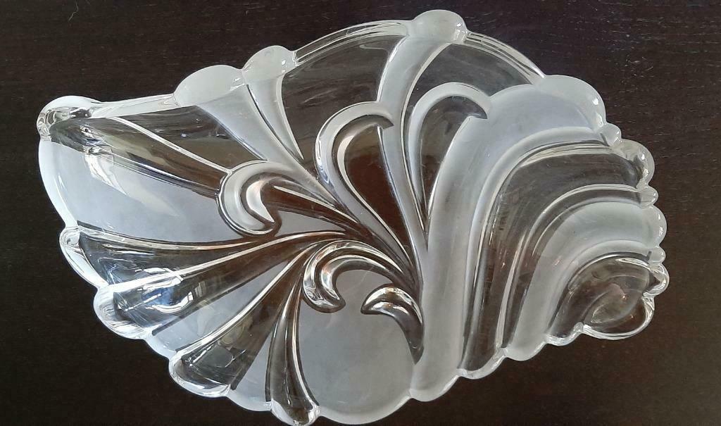 Plat à fruit cristal clair/fumé 30cm x 22cm, Enlèvement