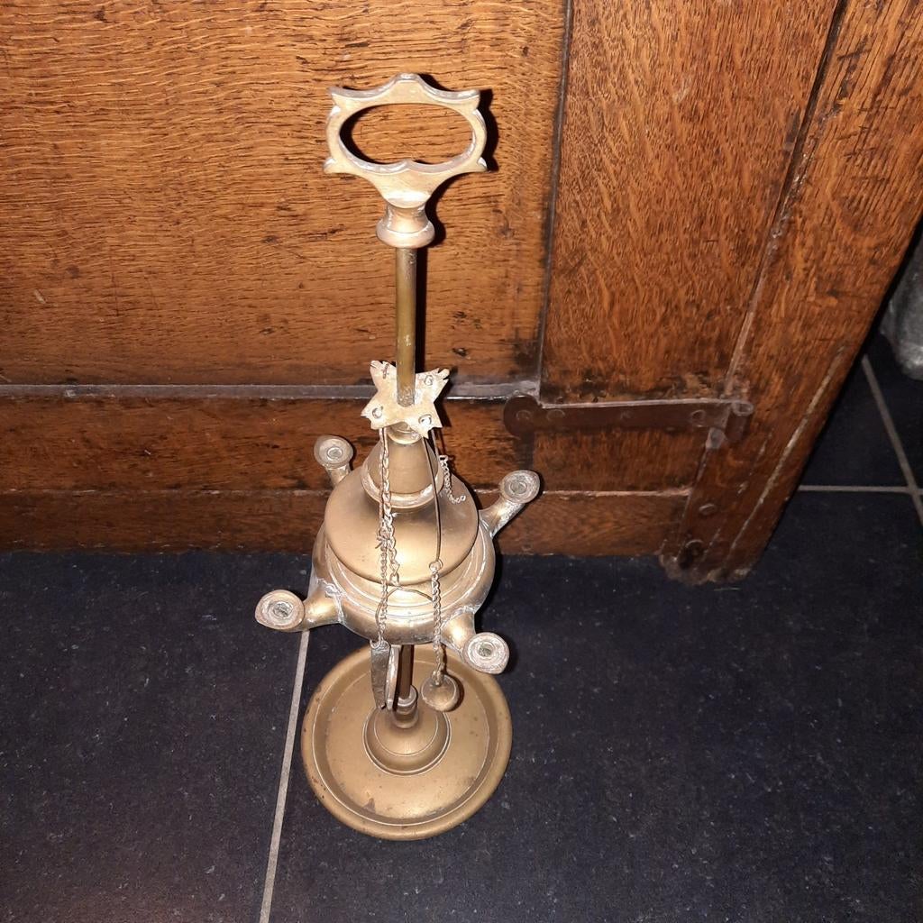 Koperen Florentijnse olielampen  - walvislampen ., Antiek en Kunst, Antiek | Kandelaars, Ophalen of Verzenden