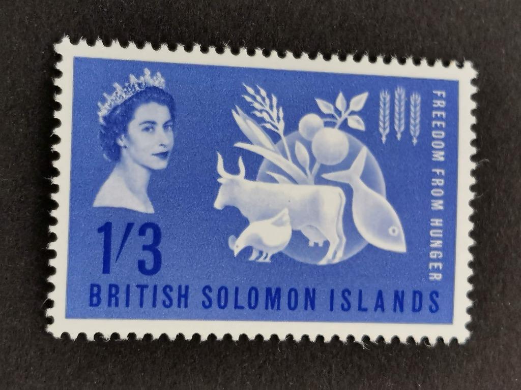 Solomon Islands 1963 - strijd tegen honger, kip, vis, rund *, Ophalen of Verzenden, Postfris