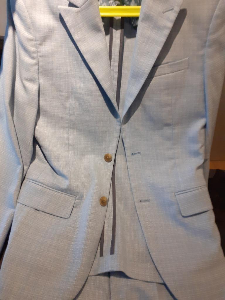 Heren kostuum mt.46 + hemd S, Vêtements | Hommes, Costumes & Vestes, WE, Comme neuf, Enlèvement, Bleu