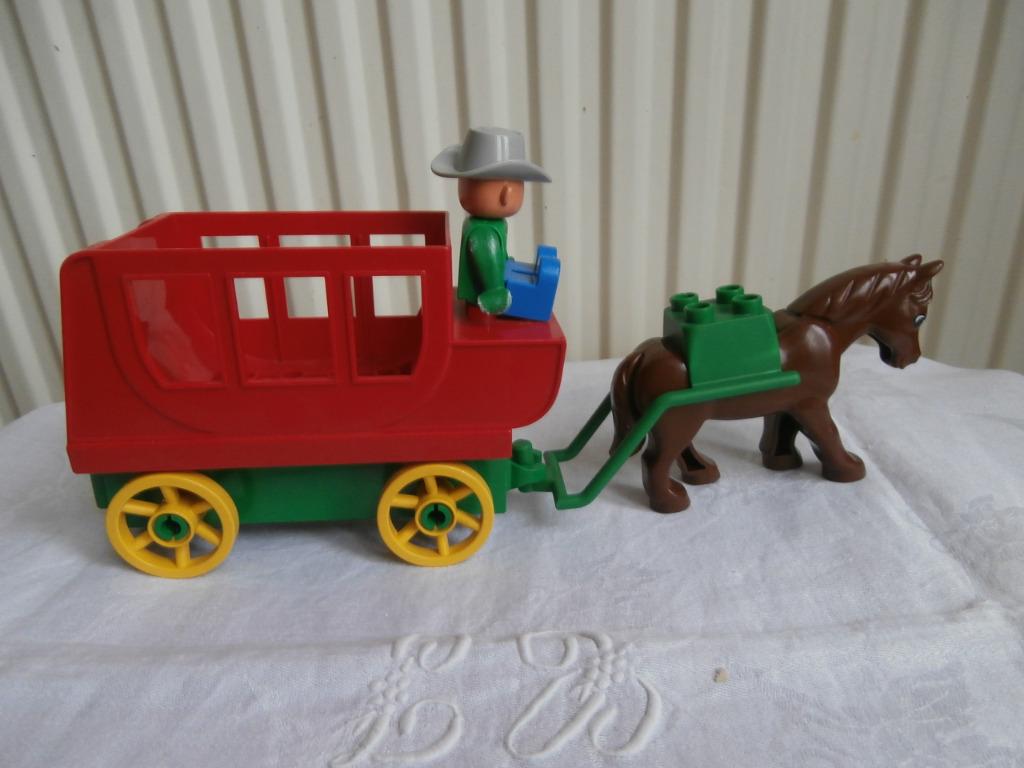 Diligence avec cheval et conducteur DUPLO, Enlèvement ou Envoi, Comme neuf, Briques en vrac, Duplo