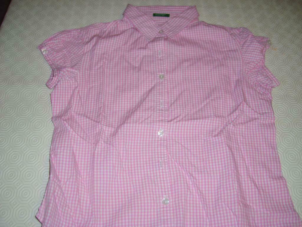 Hemdje geruit Benetton maat 140, Ophalen of Verzenden, Zo goed als nieuw, Meisje, Shirt of Longsleeve