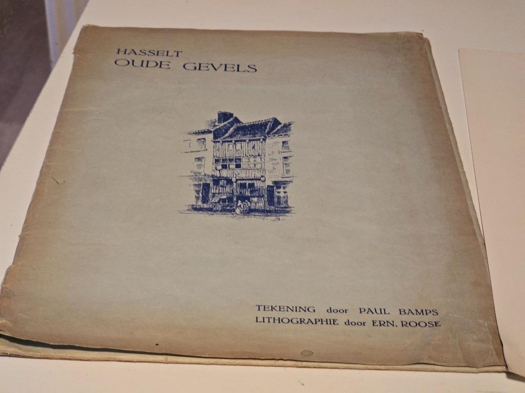8 lithographie Hasselt oude gevels Tekening Paul Bamps Litho, Antiek en Kunst, Ophalen of Verzenden