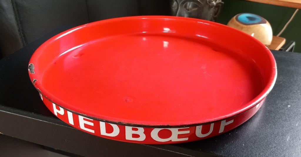 Oud geëmailleerd dienblad uit Piedboeuf, Ophalen of Verzenden, Gebruikt