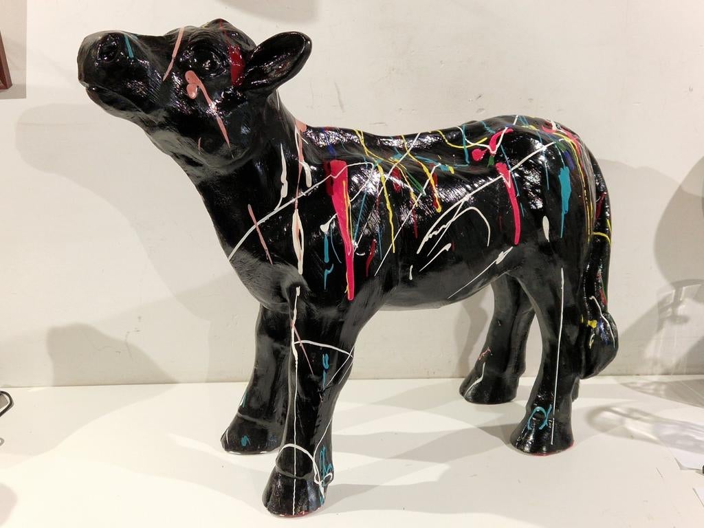 Pop art vrolijk kalf  , zware uitvoering in polyester, Enlèvement