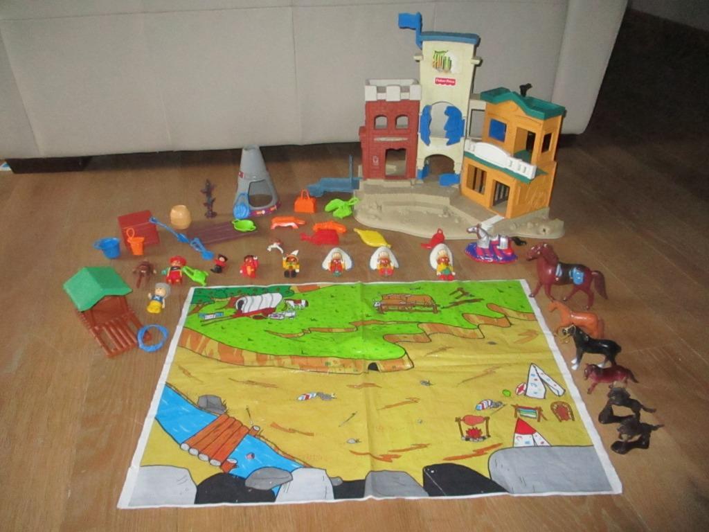 fisher price Cowboy en indianen lot , cowboystad is vintage, Ophalen of Verzenden, Gebruikt
