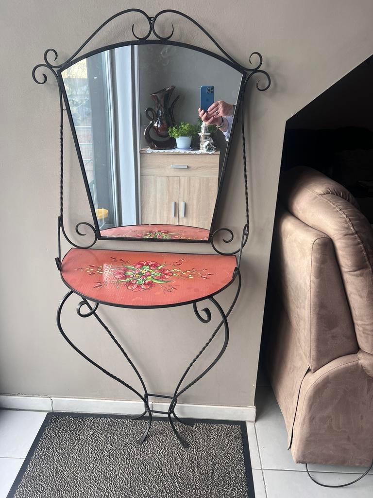 Vintage smeedijzeren kaptafel, Huis en Inrichting, Tafels | Kaptafels, Ophalen, Gebruikt, Metaal of Aluminium, 50 tot 100 cm