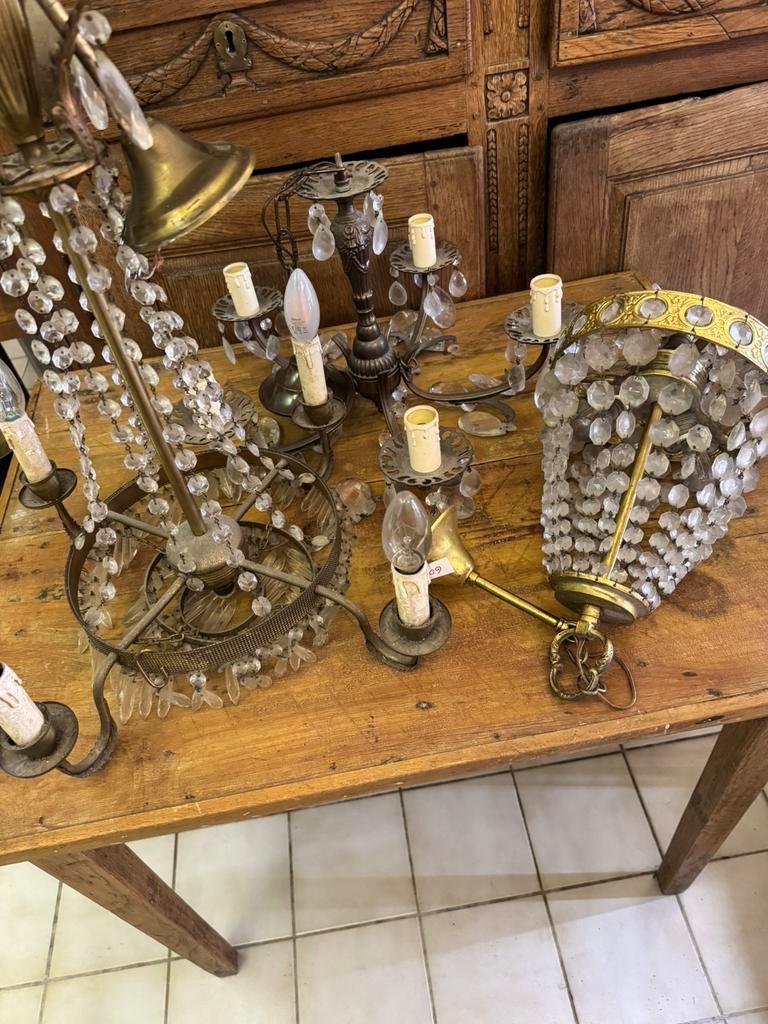 Lot oude kroonlusters, Huis en Inrichting, Lampen | Kroonluchters, Ophalen, Gebruikt