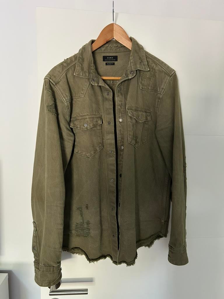 Jeanshemd(jas) Zara kaki. M, Zara, Maat 48/50 (M), Ophalen of Verzenden, Zo goed als nieuw