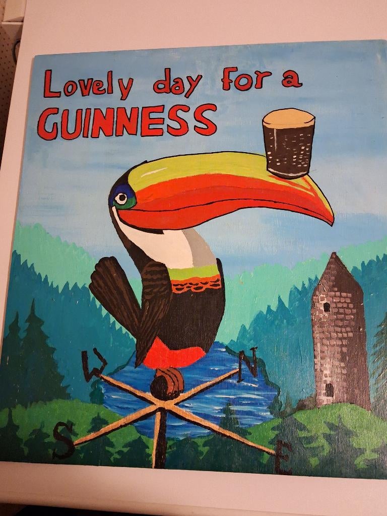 Guinness pub bord hand geschilderd, Verzamelen, Ophalen, Nieuw, Reclamebord