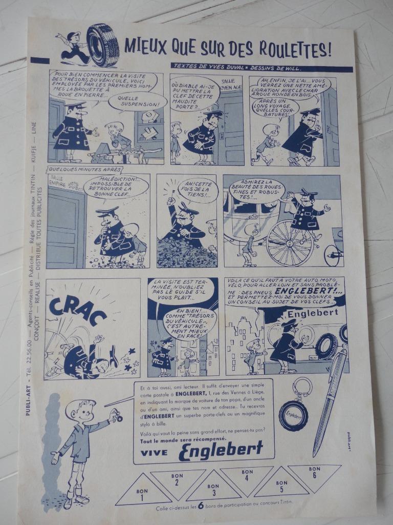 Englebert pneus - publicité - supplément tintin - 1959, Collections, Marques & Objets publicitaires, Enlèvement ou Envoi, Utilisé
