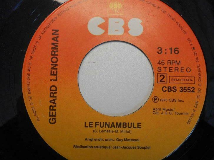 45 toeren CBS Gerard Lenorman, Enlèvement ou Envoi