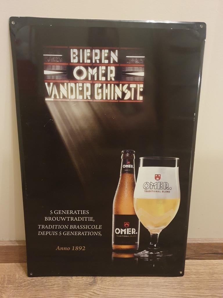 Groot Metaal Reclamebord - Omer -, Verzamelen, Ophalen of Verzenden, Gebruikt, Reclamebord, Plaat of Schild, Overige merken