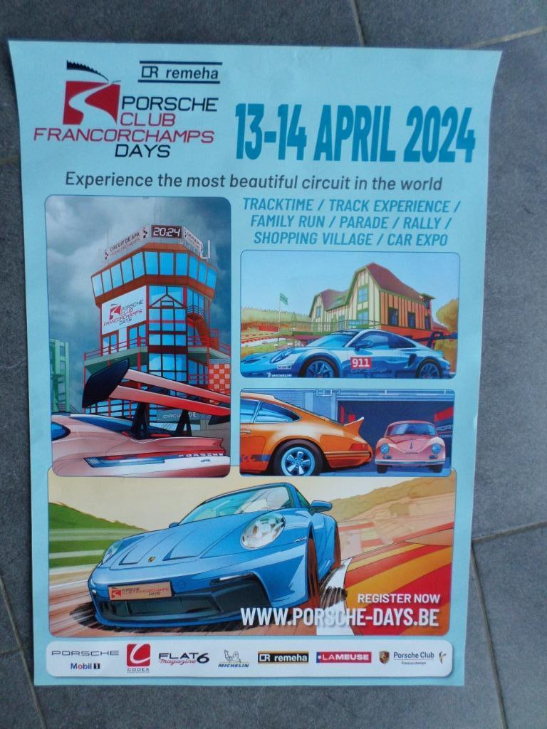 Porsche Days - Spa Francorchamps - affiche 2024, Verzamelen, Ophalen of Verzenden, Sport, A1 t/m A3, Rechthoekig Staand