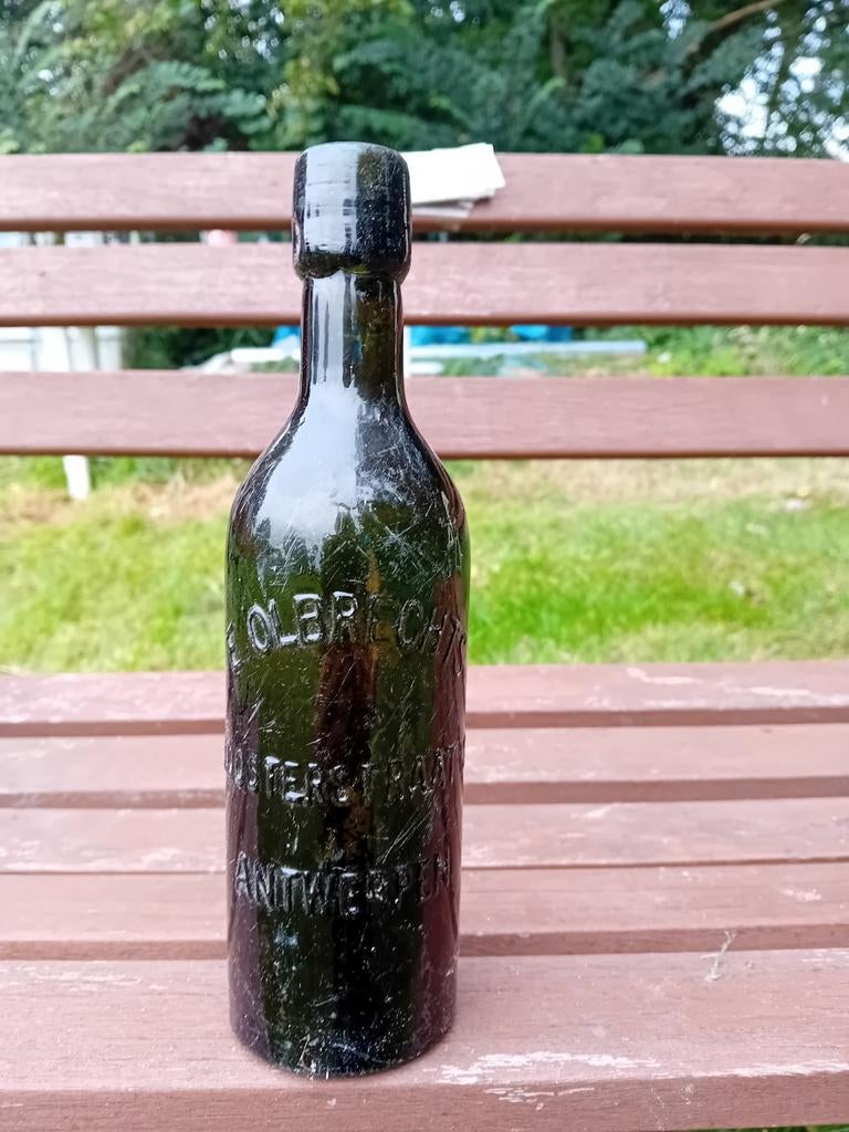 Oude vintage bierfles E Olbrechts Antwerpen, Enlèvement ou Envoi, Utilisé