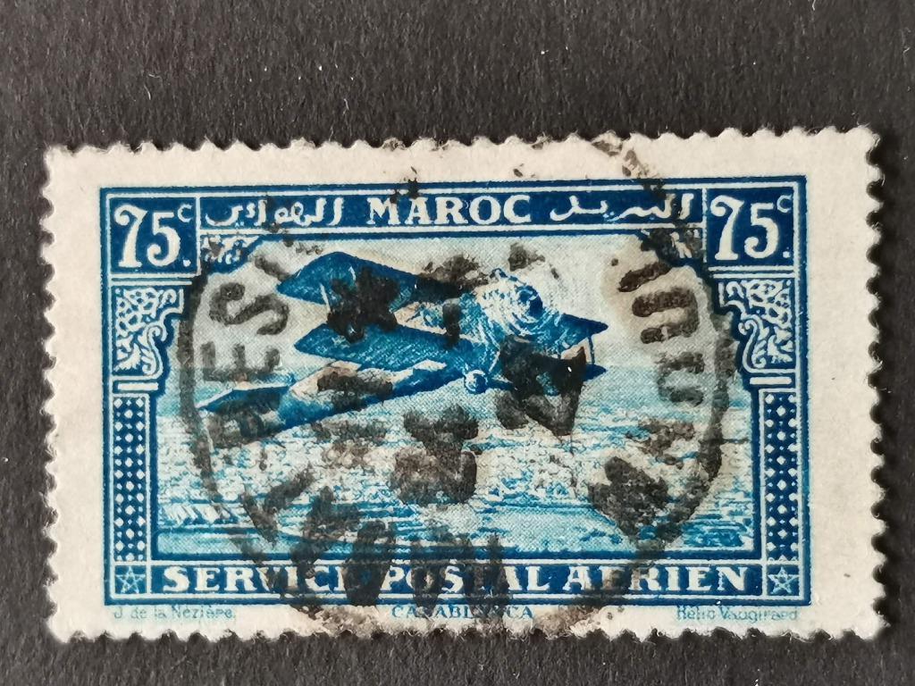 Marokko 1922 - luchtpost - vliegtuig, dubbeldekker, Ophalen of Verzenden, Marokko, Gestempeld