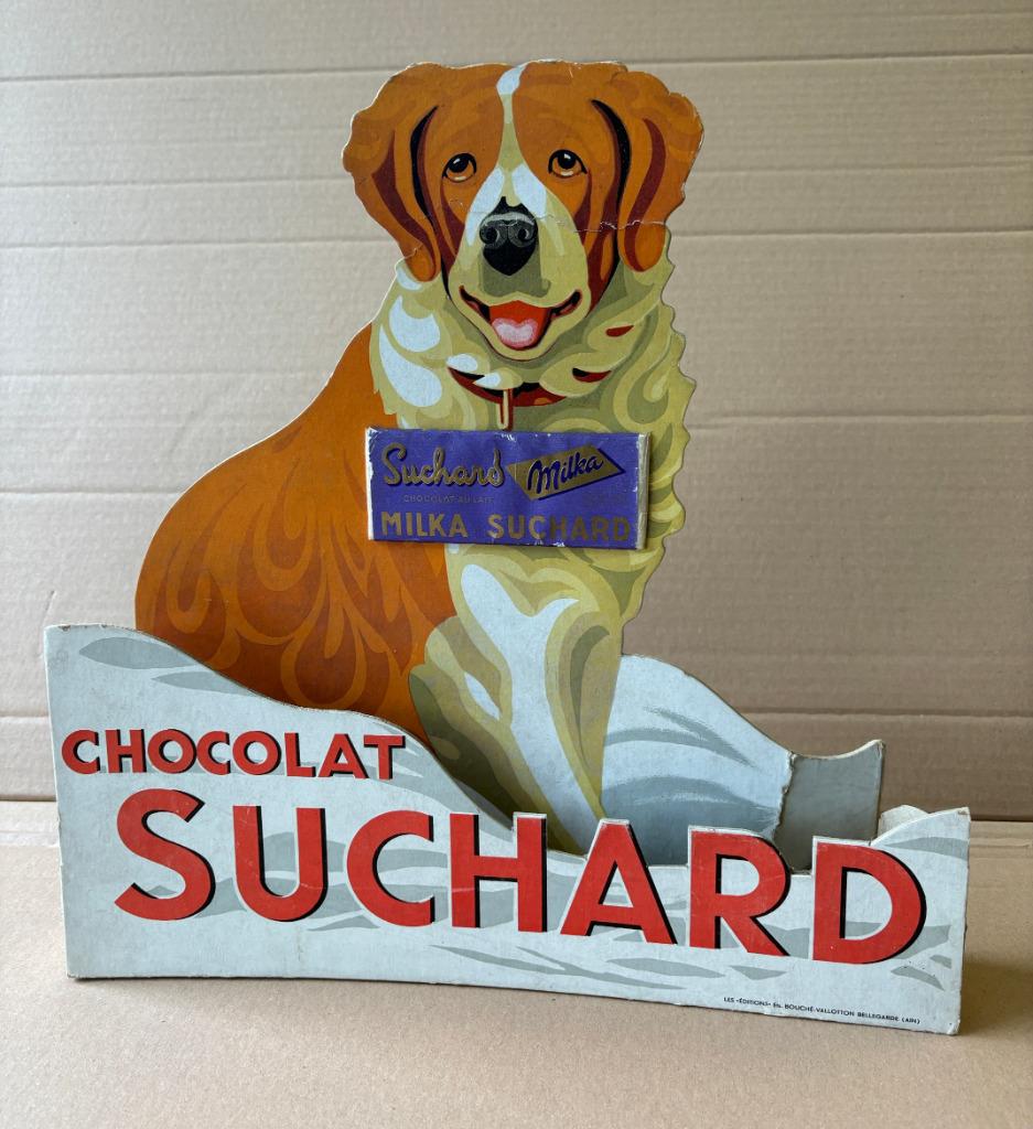 Carton PLV CHOCOLAT SUCHARD PLV lithographiée  1930, Collections, Marques & Objets publicitaires, Envoi