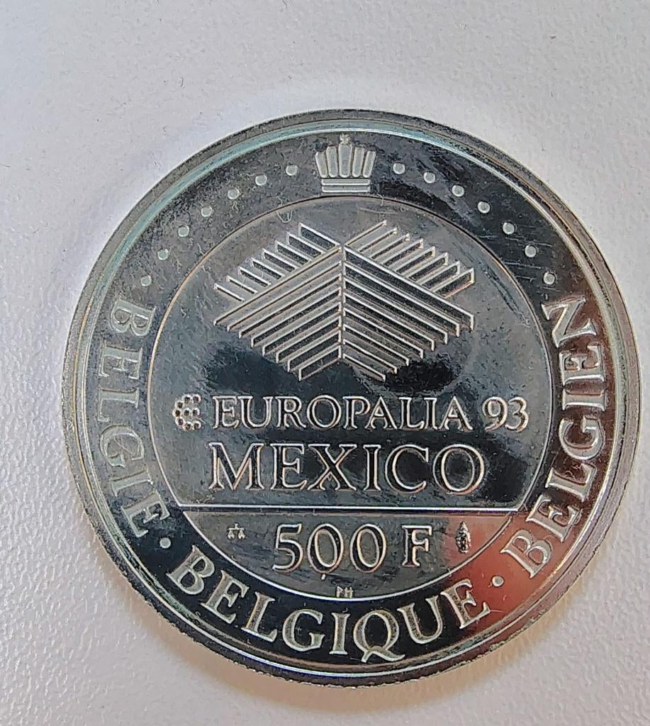 500 francs - Albert II - Europalia 93 Mexico, Zilver, Ophalen of Verzenden, Losse munt, Zilver