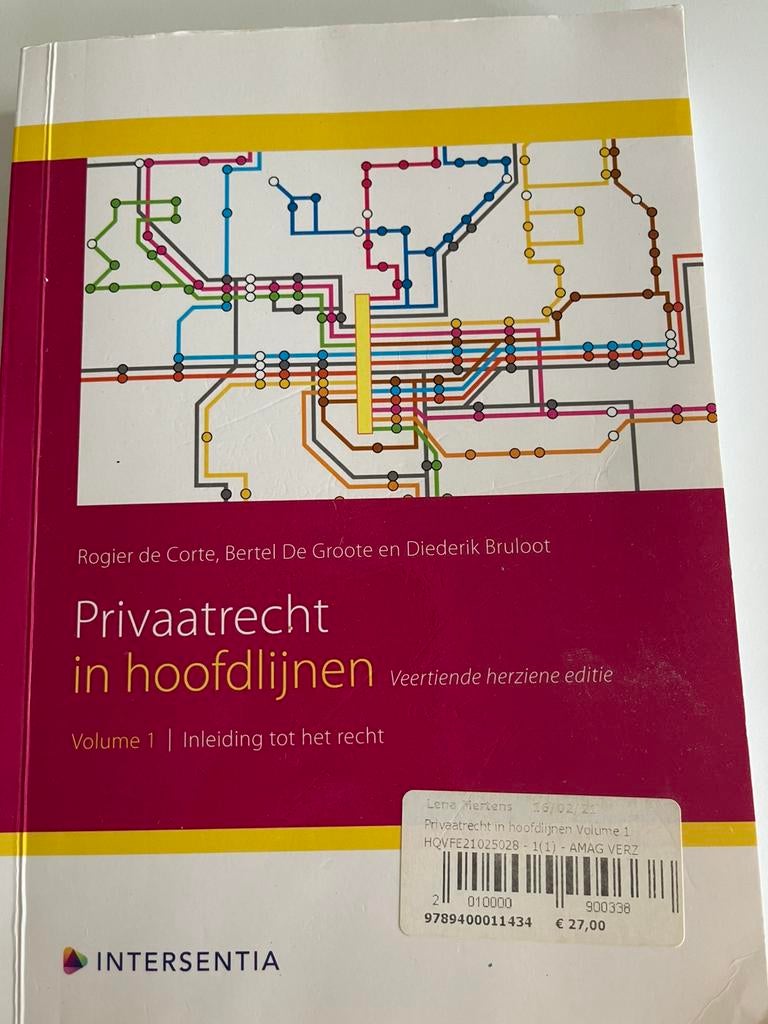 Privaatrecht in hoofdlijnen, Boeken, Studieboeken en Cursussen, Ophalen, Zo goed als nieuw