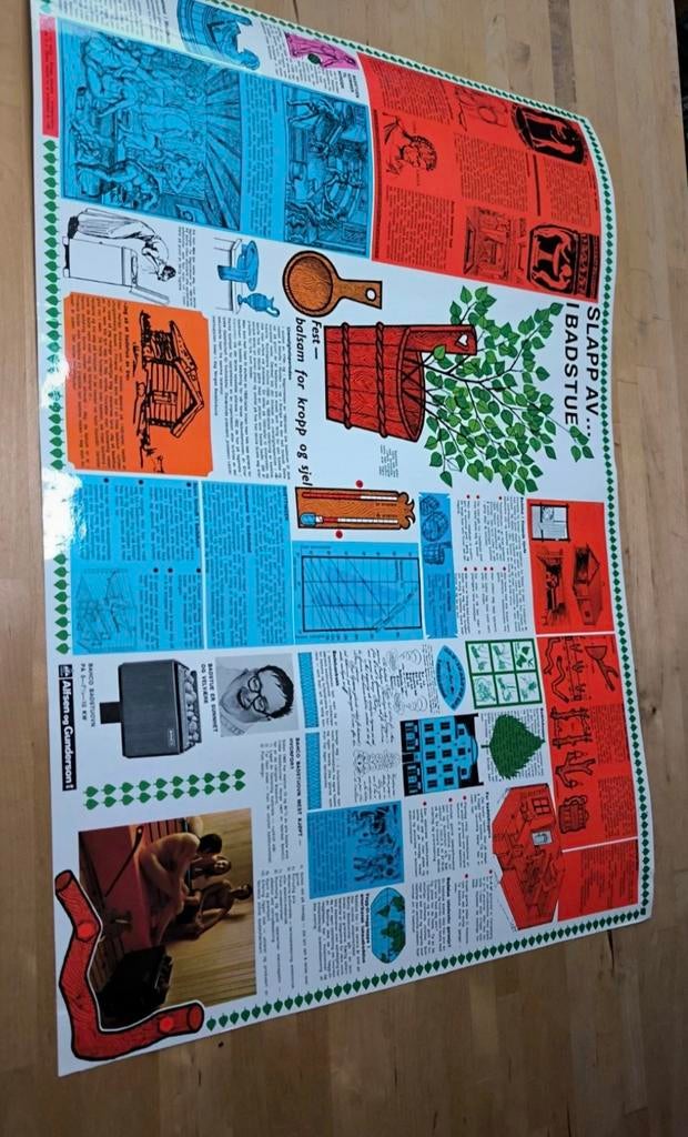 vintage poster sauna, Ophalen of Verzenden