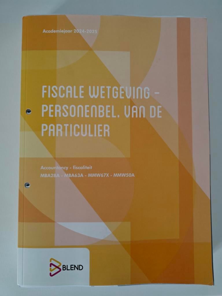 Fiscale wetgeving - personenbel. van de particulier, Enlèvement ou Envoi, Van In, Utilisé, Comptabilité et administration