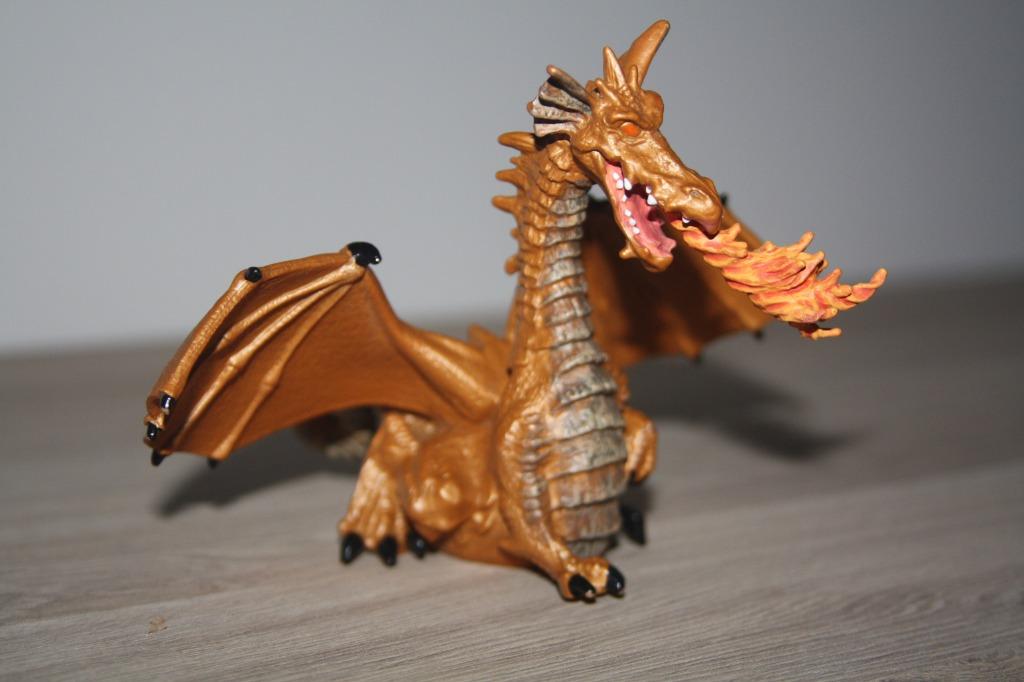 Papo Draak , goudkleurig , 10 cm hoog , 2005, als nieuw, Enlèvement ou Envoi, Comme neuf