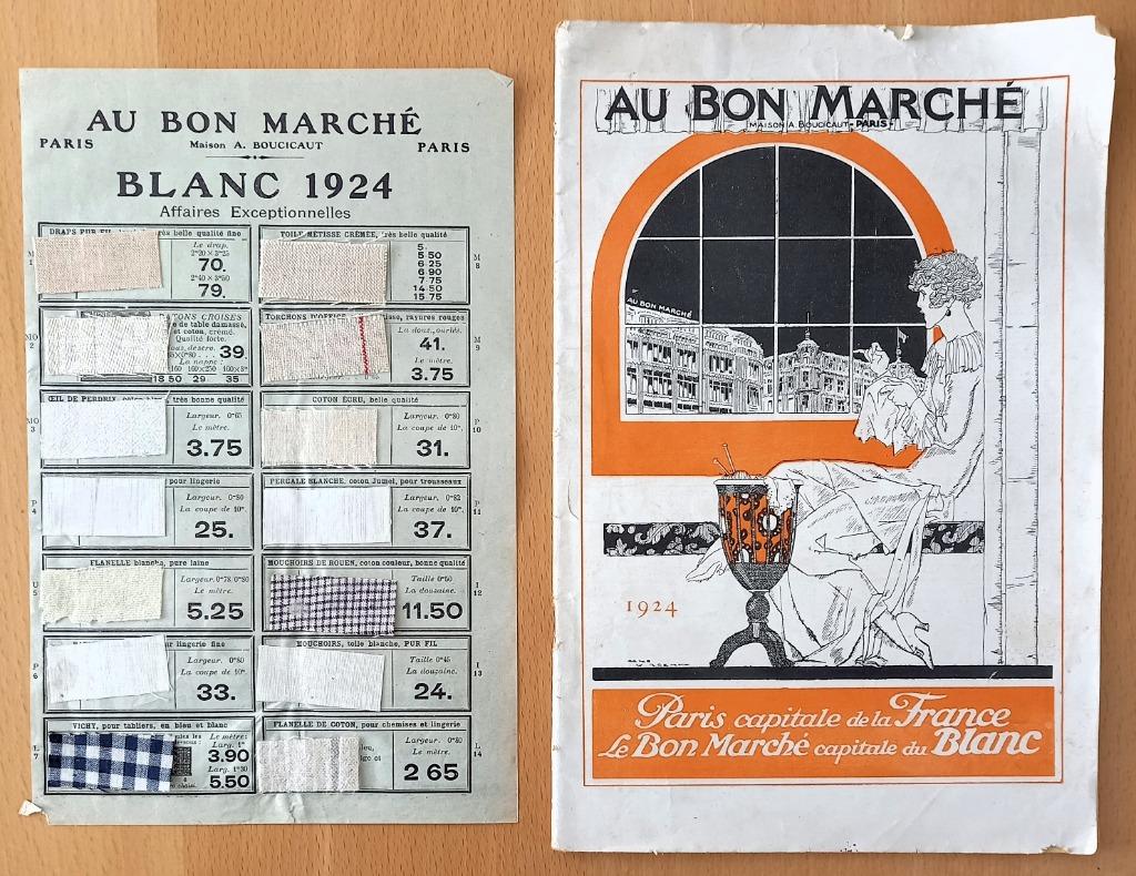 Au Bon Marché 1924 Met 14 originele textiel samples, Ophalen of Verzenden