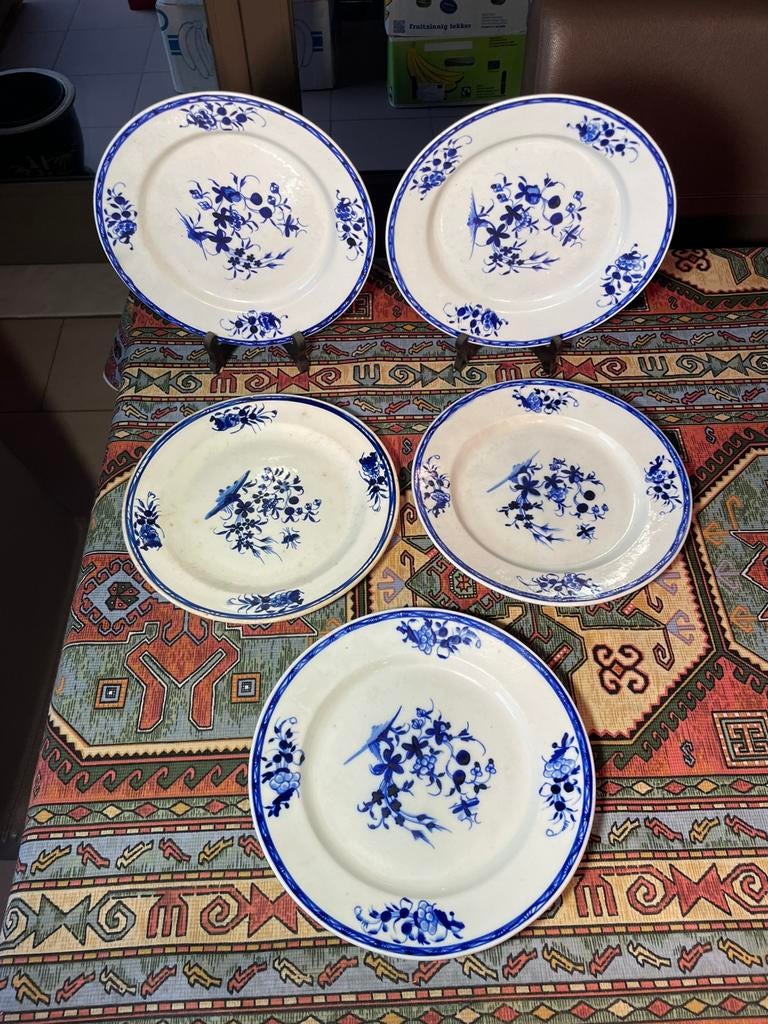 5 antieke borden doornik a la mouche, Antiek en Kunst, Ophalen