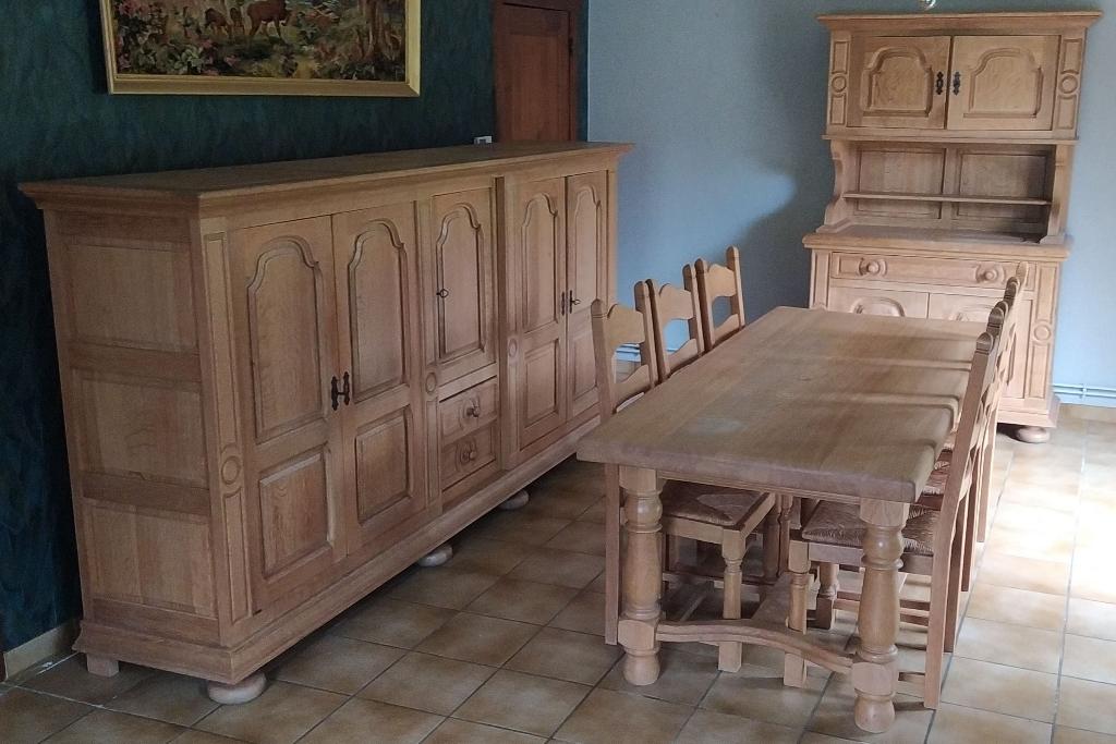 Salle à manger bois massif clair, Maison & Meubles, Salles à manger complètes, Enlèvement, Utilisé, Massif et clair, 4 à 6 chaises