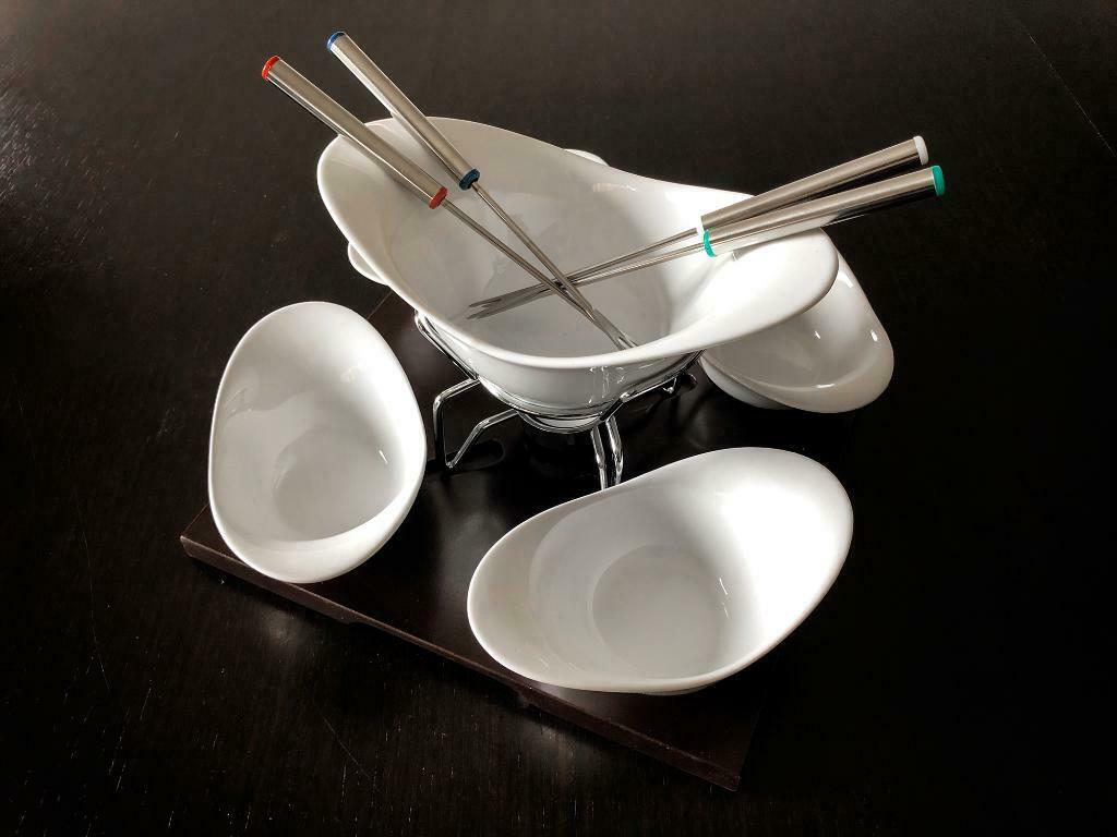 Set pour fondue au chocolat en porcelaine, Overige typen, Ophalen of Verzenden, Zo goed als nieuw, Effen