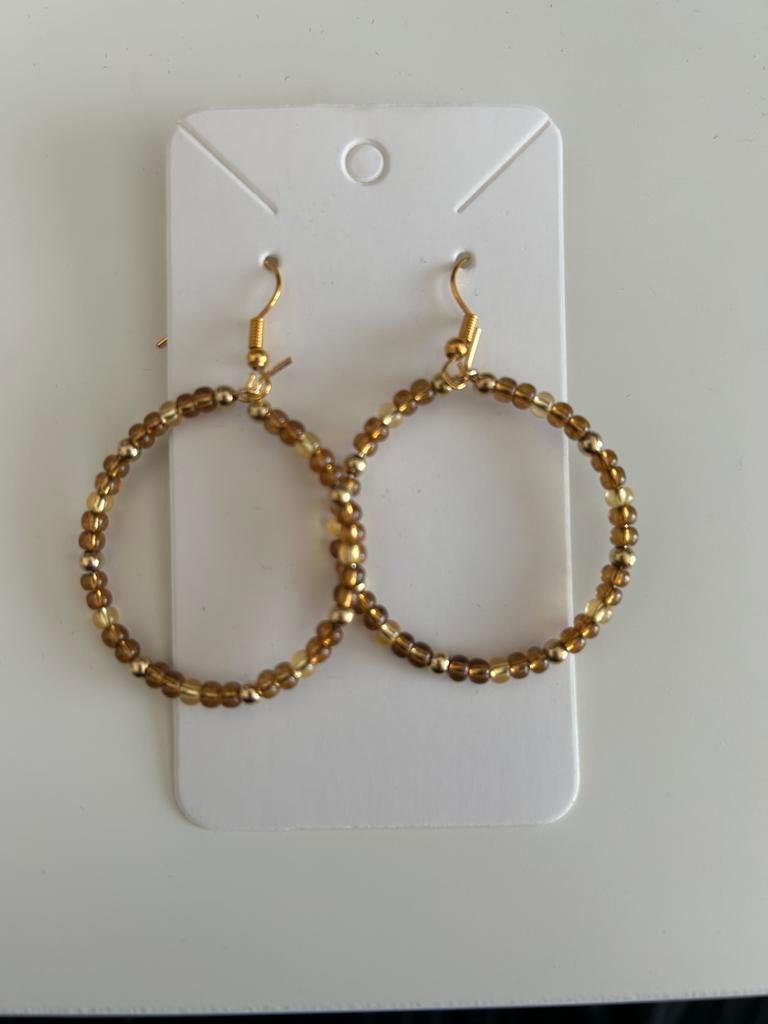 Oorbellen bruin-goud, Handtassen en Accessoires, Oorbellen, Ophalen of Verzenden, Zo goed als nieuw, Bruin, Goud