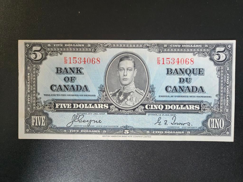 Canada pick 60c 5 dollars 1937 zf+ King George VI, Ophalen of Verzenden, Noord-Amerika, Los biljet