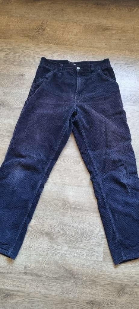blauwe velours broek Carhartt Menson maat 30, Kinderen en Baby's, Broek, Gebruikt, Ophalen of Verzenden, Jongen
