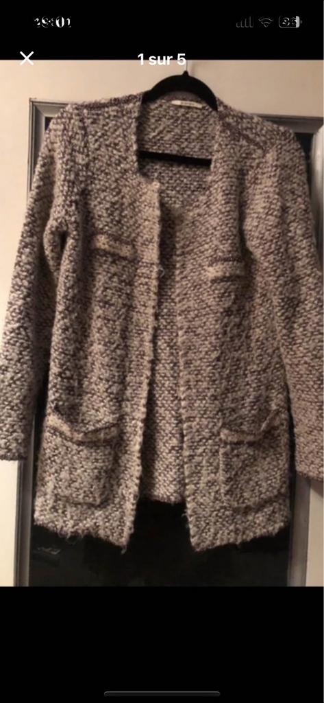 Gilet Devernois en mohair - Taille S - Style chic intemporel, Enlèvement ou Envoi, Comme neuf, Beige