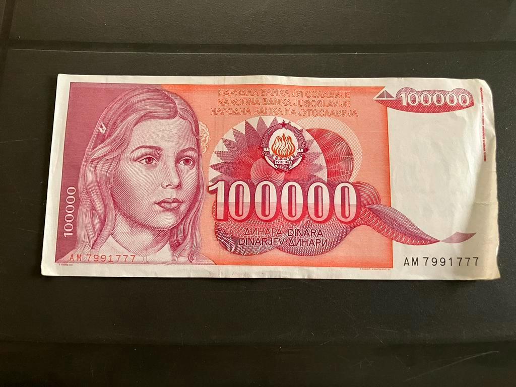 YOUGOSLAVIE 100000 DINARA joegoslavië, Postzegels en Munten, Bankbiljetten | Europa | Niet-Eurobiljetten, Ophalen of Verzenden