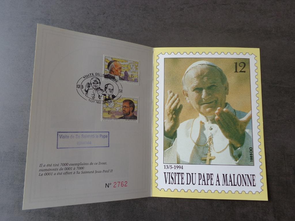 2 postzegels bezoek Jean Paul 2 in Malonne 1994, Ophalen