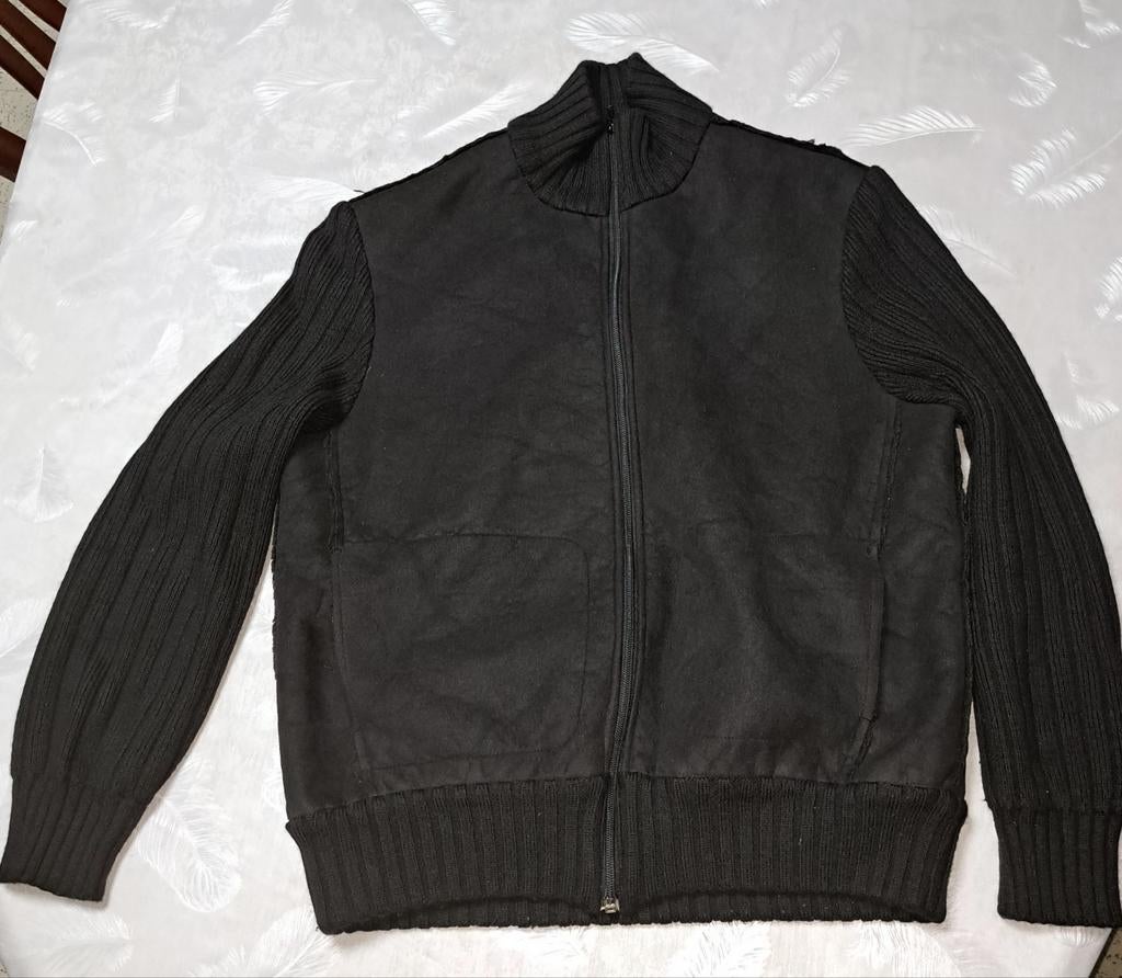 Wollen jas van imitatiesuède met buitenvoering zwart aan de, Kleding | Heren, Ophalen, Gedragen, Zwart