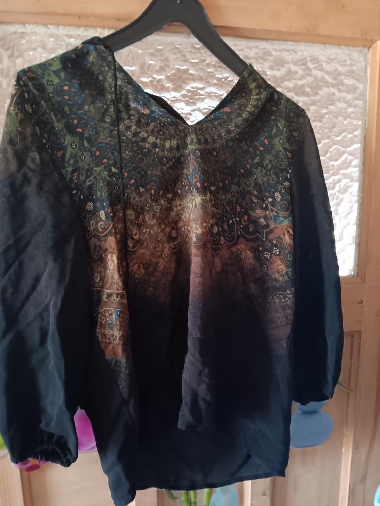 Blouse marron noir Desigual, Enlèvement ou Envoi, Taille 36 (S), Comme neuf, Desigual