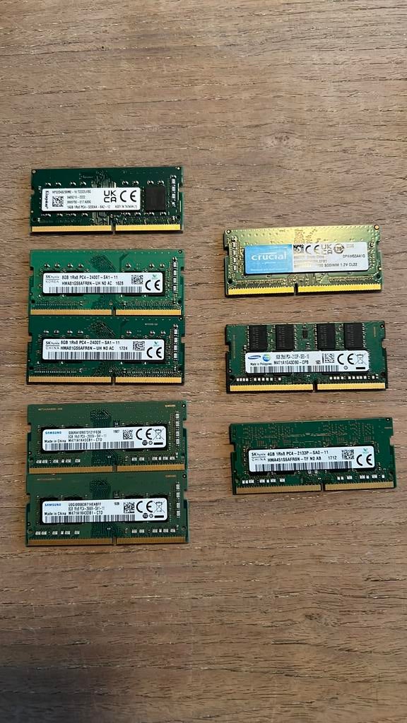 DDR4 SO-DIMM-bundel — Samsung/SK Hynix/Kingston/Crucial, Computers en Software, RAM geheugen, Zo goed als nieuw, Laptop, DDR4