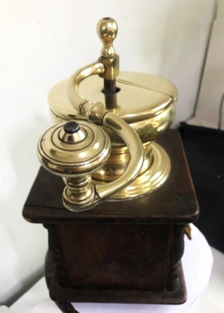 Moulin Café XXL H 32 laiton antique bois ✨😍😎💑🎁👌, Antiquités & Art, Curiosités & Brocante, Enlèvement ou Envoi