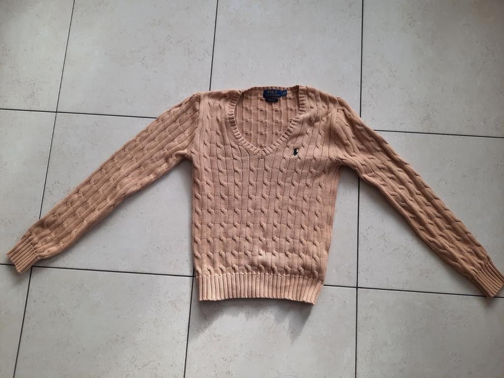 Polo ralph lauren v hals maat 170/92A, Ophalen of Verzenden, Zo goed als nieuw, Beige