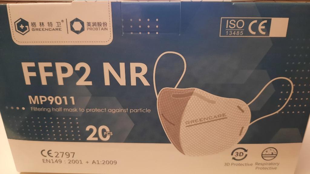 FFP2 NR mondmaskers (20 per doos) zacht neuskussen Type IIR, Diversen, Verpleegmiddelen, Ophalen of Verzenden, Nieuw