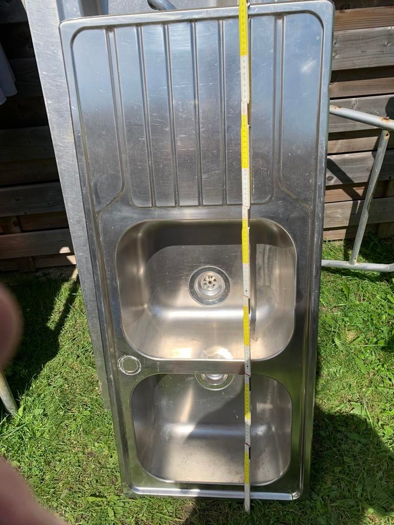 Dubbele afwas bak inox, Huis en Inrichting, Ophalen, Gebruikt
