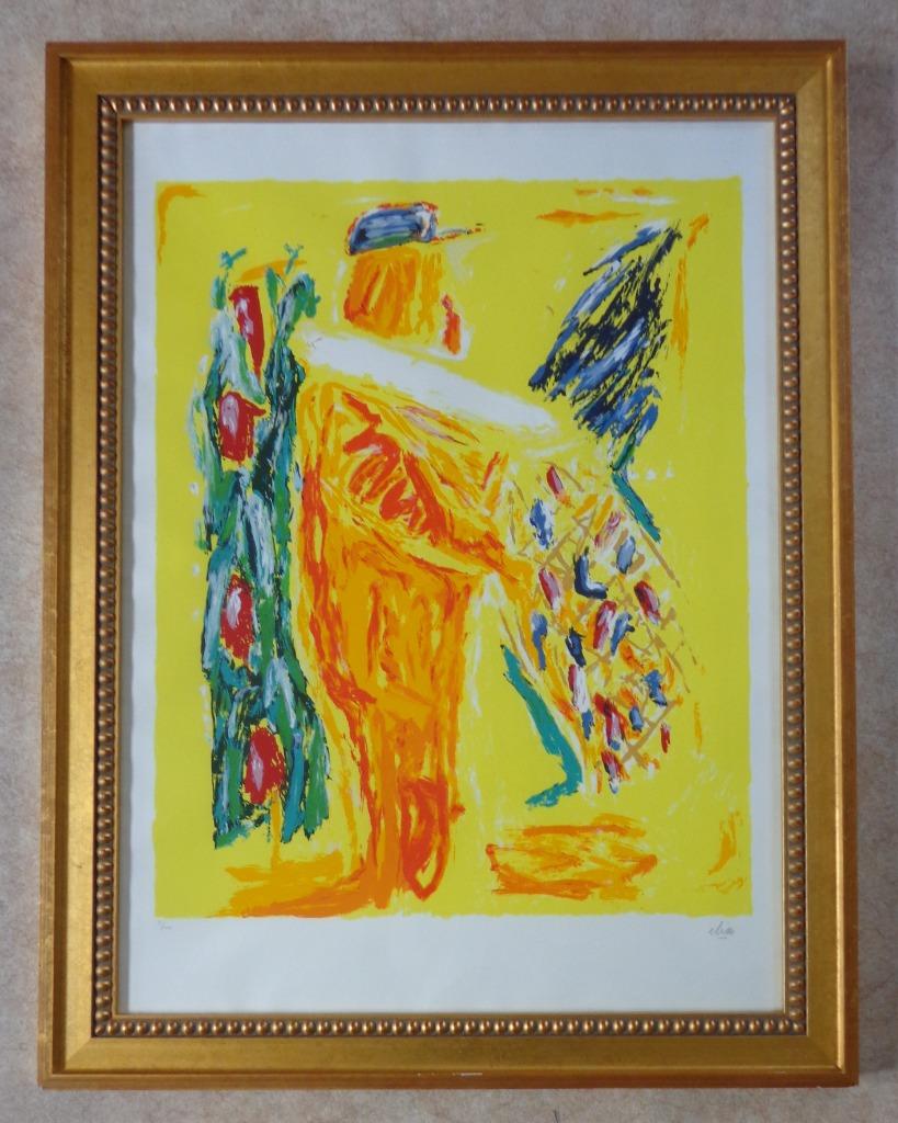 ETIENNE ELIAS / TYPISCHE FIGURATIE / ZEEFDRUK / 122x94cm KAD, Antiek en Kunst, Ophalen